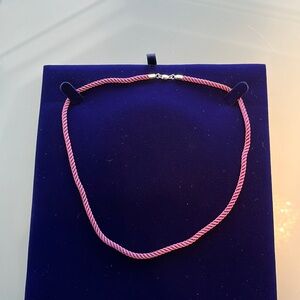 Woman’s necklace, Fred silk, 16 1/2 inch purple 18 karat solid gold